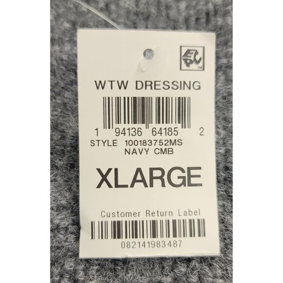 ON 34TH Navy Pinstripe Windowpane Sleeveless Shift Dress XL Keyhole - Picture 6 of 11